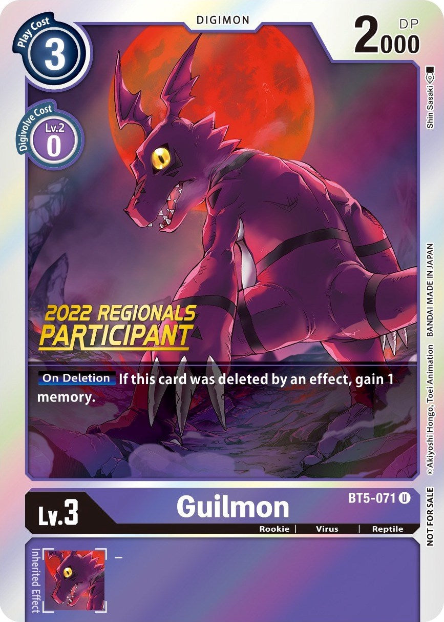 Guilmon [BT5-071] (2022 Championship Offline Regional) (Online Participant) [Battle of Omni Promos] | Mindsight Gaming