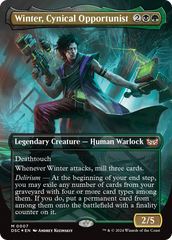 Winter, Cynical Opportunist (Borderless) [Duskmourn: House of Horror Commander] | Mindsight Gaming