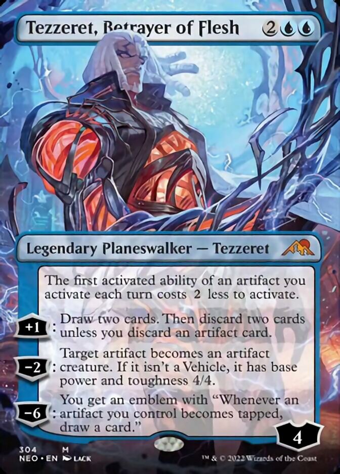 Tezzeret, Betrayer of Flesh (Borderless) [Kamigawa: Neon Dynasty] | Mindsight Gaming