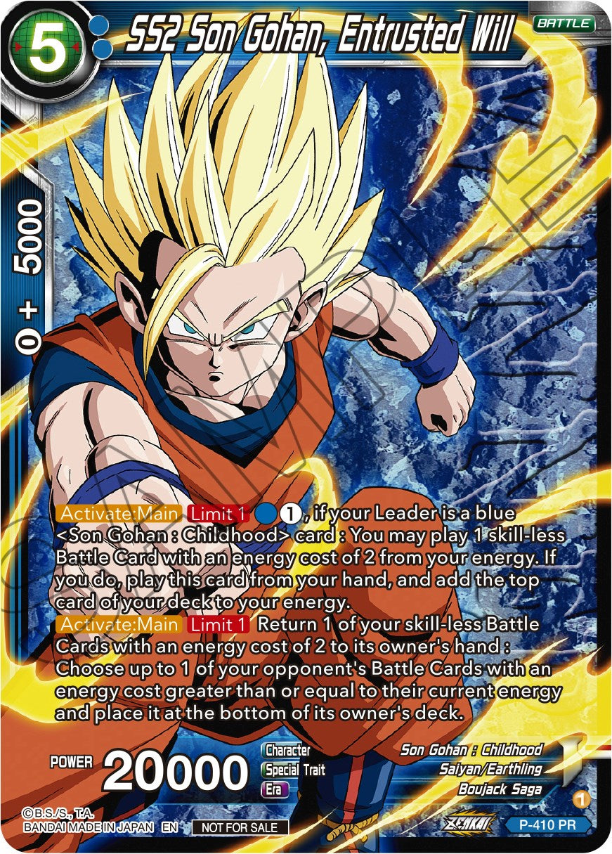 SS2 Son Gohan, Entrusted Will (Zenkai Series Tournament Pack Vol.1 Winner) (P-410) [Tournament Promotion Cards] | Mindsight Gaming