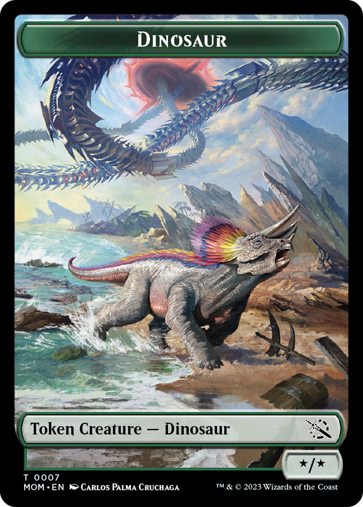 Warrior // Dinosaur Double-Sided Token [March of the Machine Tokens] | Mindsight Gaming