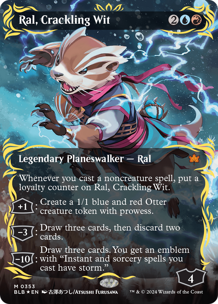 Ral, Crackling Wit (Borderless) (Raised Foil) [Bloomburrow] | Mindsight Gaming