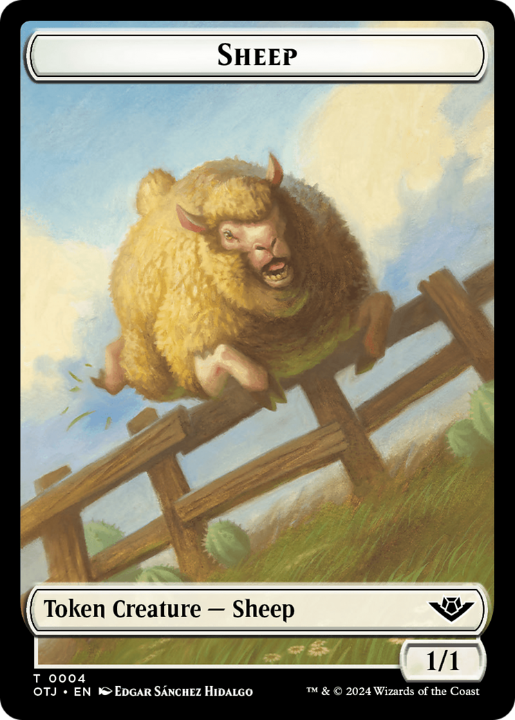Mercenary // Sheep Double-Sided Token [Outlaws of Thunder Junction Tokens] | Mindsight Gaming