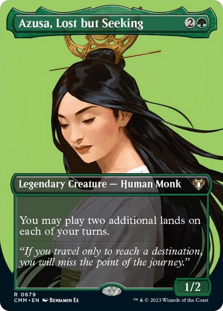 Azusa, Lost but Seeking (Borderless Profile) [Commander Masters] | Mindsight Gaming