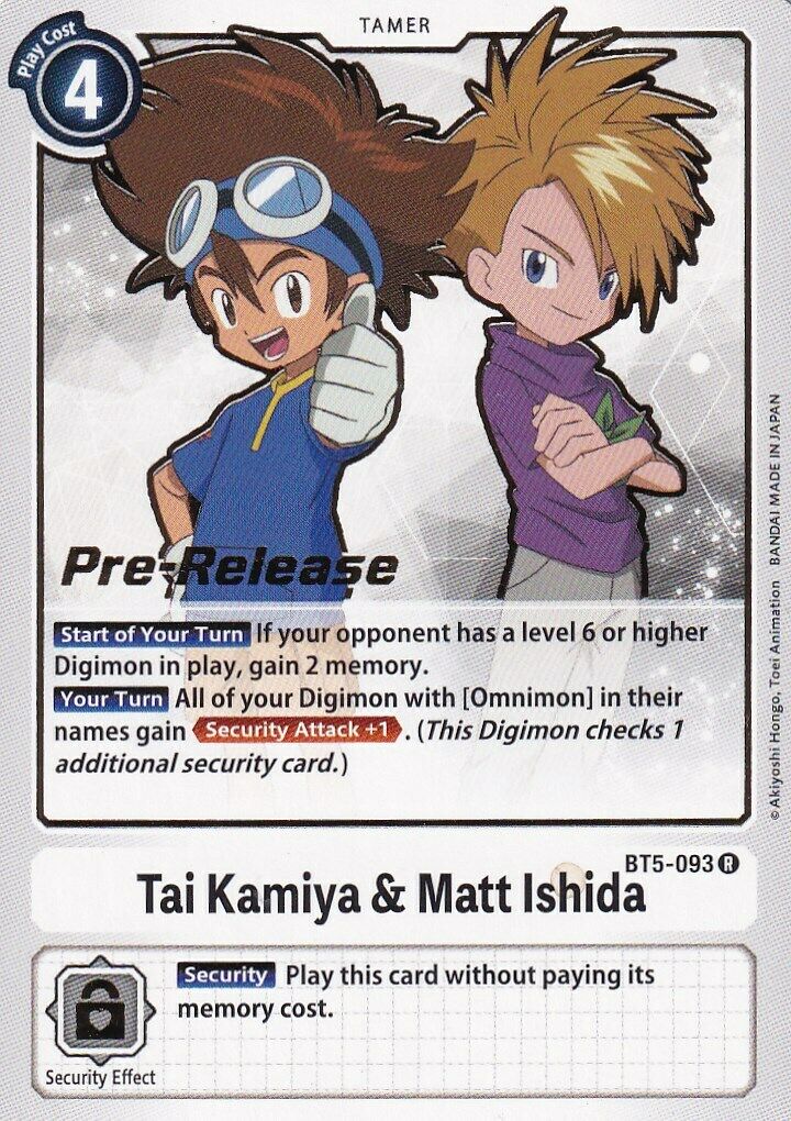 Tai Kamiya & Matt Ishida [BT5-093] [Battle of Omni Pre-Release Promos] | Mindsight Gaming