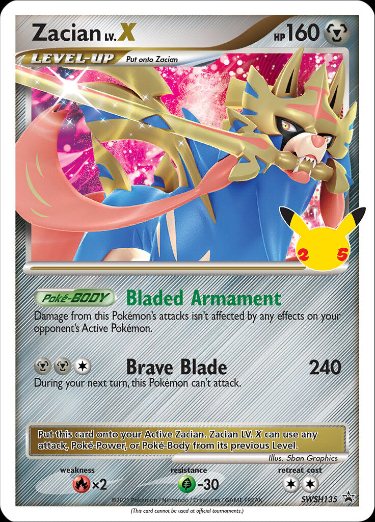 Zacian LV.X (SWSH135) (Celebrations) [Sword & Shield: Black Star Promos] | Mindsight Gaming