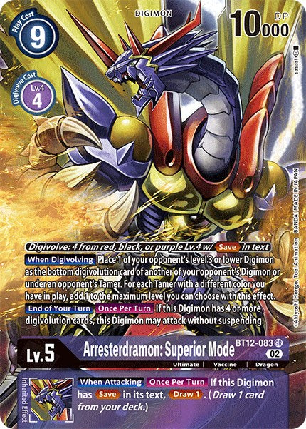 Arresterdramon: Superior Mode [BT12-083] (Alternate Art) [Across Time] | Mindsight Gaming