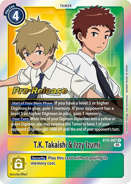 T.K. Takaishi & Izzy Izumi [BT9-087] [X Record Pre-Release Promos] | Mindsight Gaming