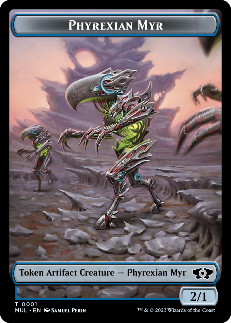 Phyrexian Myr // Wrenn and Realmbreaker Emblem Double-Sided Token [March of the Machine Tokens] | Mindsight Gaming