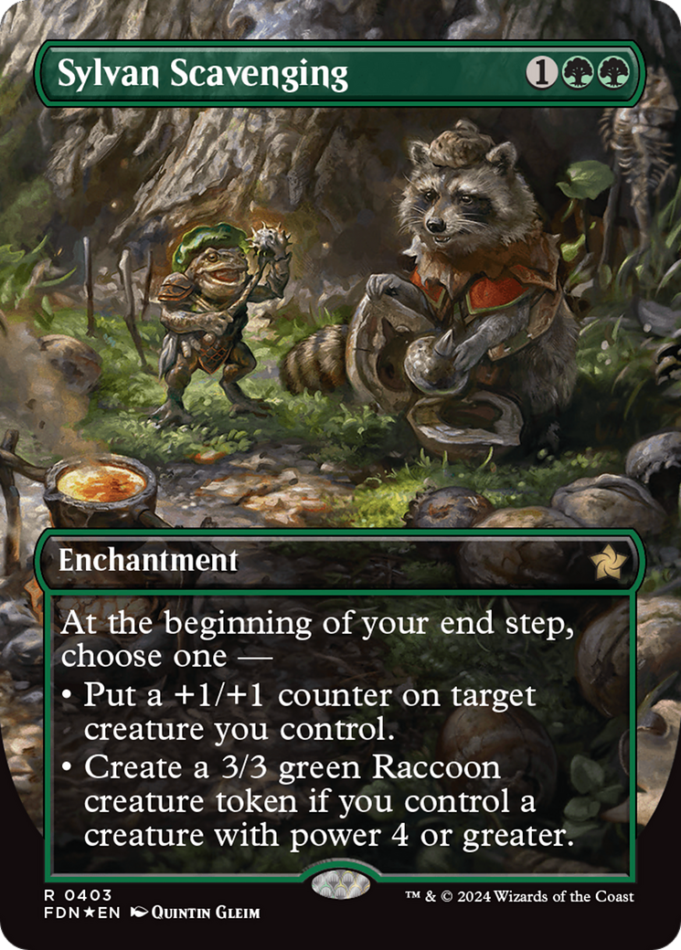 Sylvan Scavenging (Borderless) (Mana Foil) [Foundations] | Mindsight Gaming