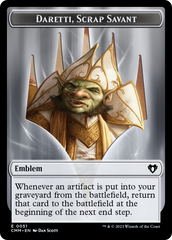 Soldier (0009) // Daretti, Scrap Savant Emblem Double-Sided Token [Commander Masters Tokens] | Mindsight Gaming