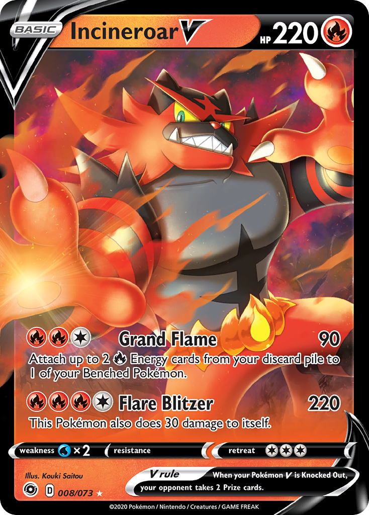 Incineroar V (008/073) [Sword & Shield: Champion's Path] | Mindsight Gaming