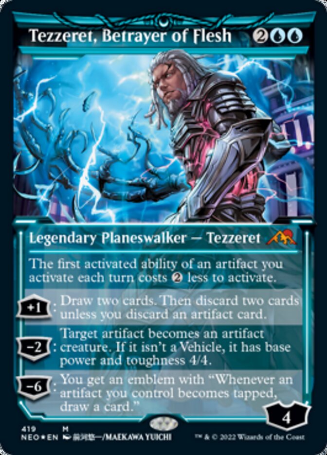 Tezzeret, Betrayer of Flesh (Showcase) (Foil Etched) [Kamigawa: Neon Dynasty] | Mindsight Gaming