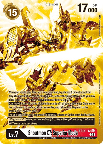 Shoutmon X7: Superior Mode [BT12-112] (Alternate Art - Gold) [Across Time] | Mindsight Gaming