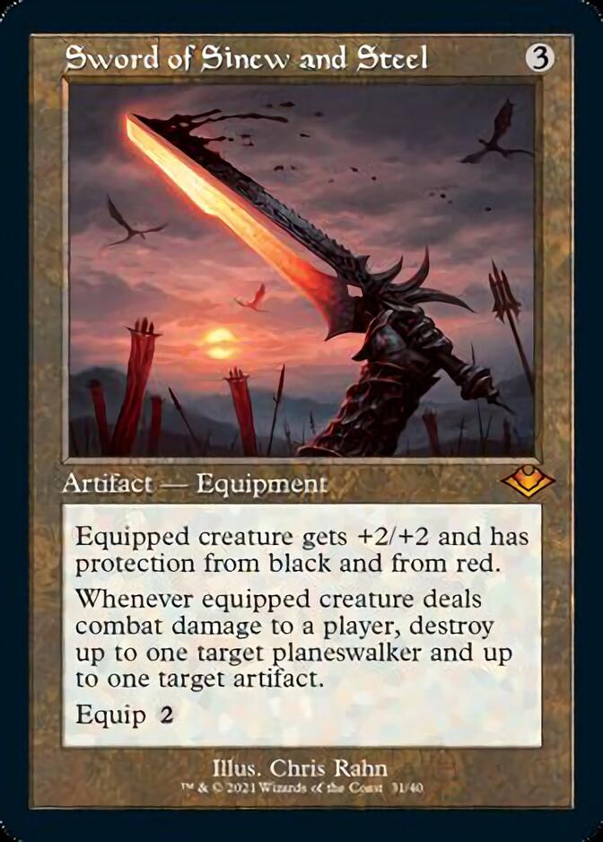 Sword of Sinew and Steel (Retro Foil Etched) [Modern Horizons] | Mindsight Gaming