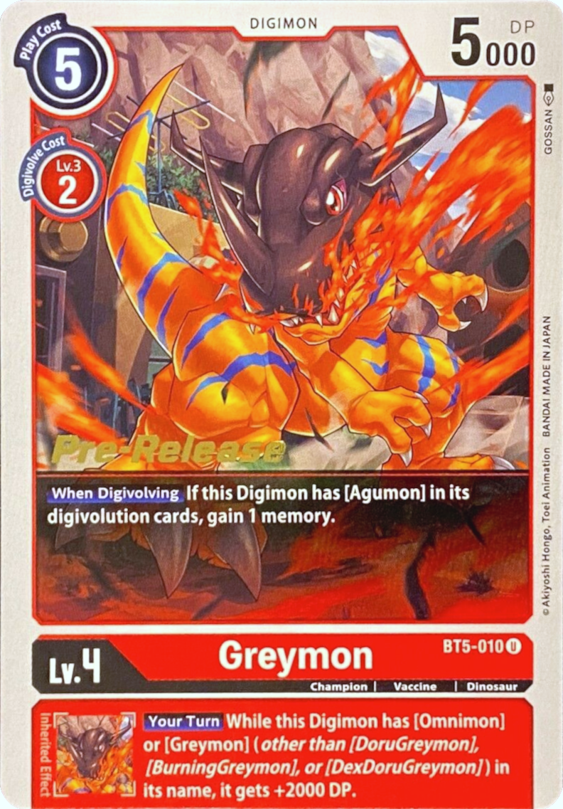 Greymon [BT5-010] [Battle of Omni Pre-Release Promos] | Mindsight Gaming