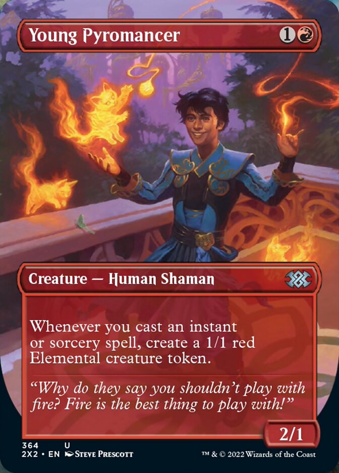 Young Pyromancer (Borderless Alternate Art) [Double Masters 2022] | Mindsight Gaming