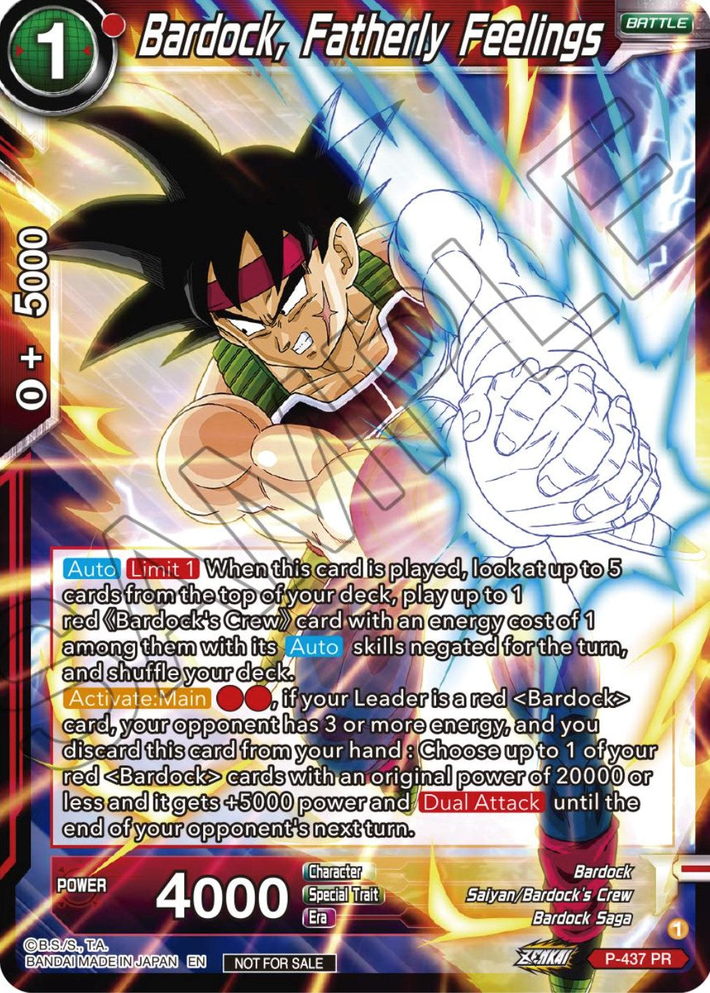 Bardock, Fatherly Feelings (Zenkai Series Tournament Pack Vol.2) (P-437) [Tournament Promotion Cards] | Mindsight Gaming