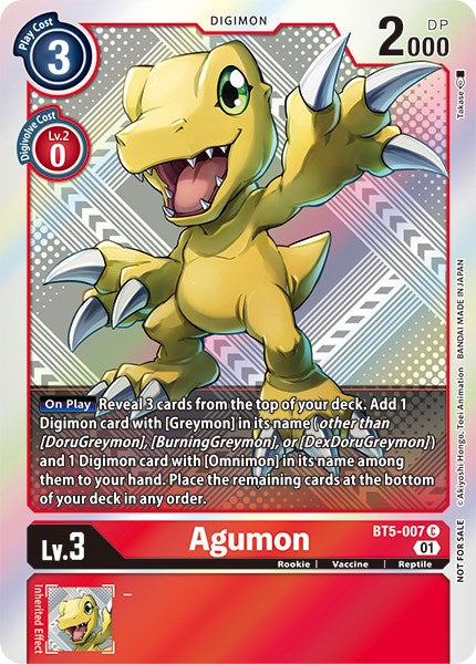 Agumon [BT5-007] (New Awakening Pre-Release Tournament Winner Card) [New Awakening Pre-Release Promos] | Mindsight Gaming