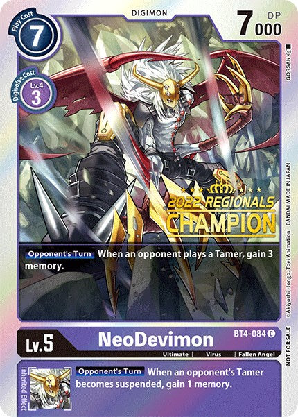 NeoDevimon [BT4-084] (2022 Championship Online Regional) (Online Champion) [Great Legend Promos] | Mindsight Gaming