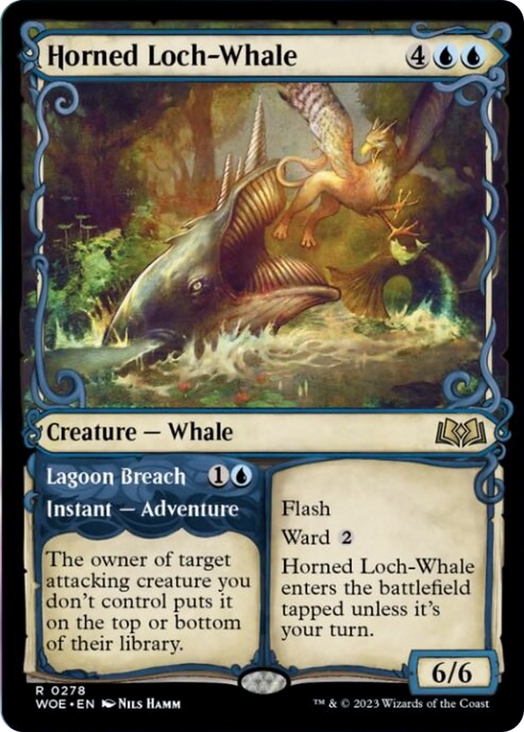 Horned Loch-Whale // Lagoon Breach (Showcase) [Wilds of Eldraine] | Mindsight Gaming