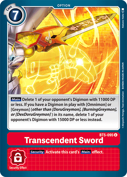 Transcendent Sword [BT5-095] [Battle of Omni] | Mindsight Gaming