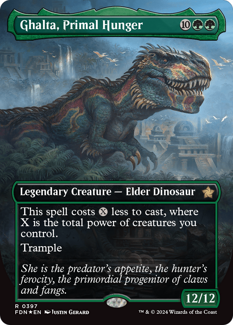 Ghalta, Primal Hunger (Borderless) (Mana Foil) [Foundations] | Mindsight Gaming