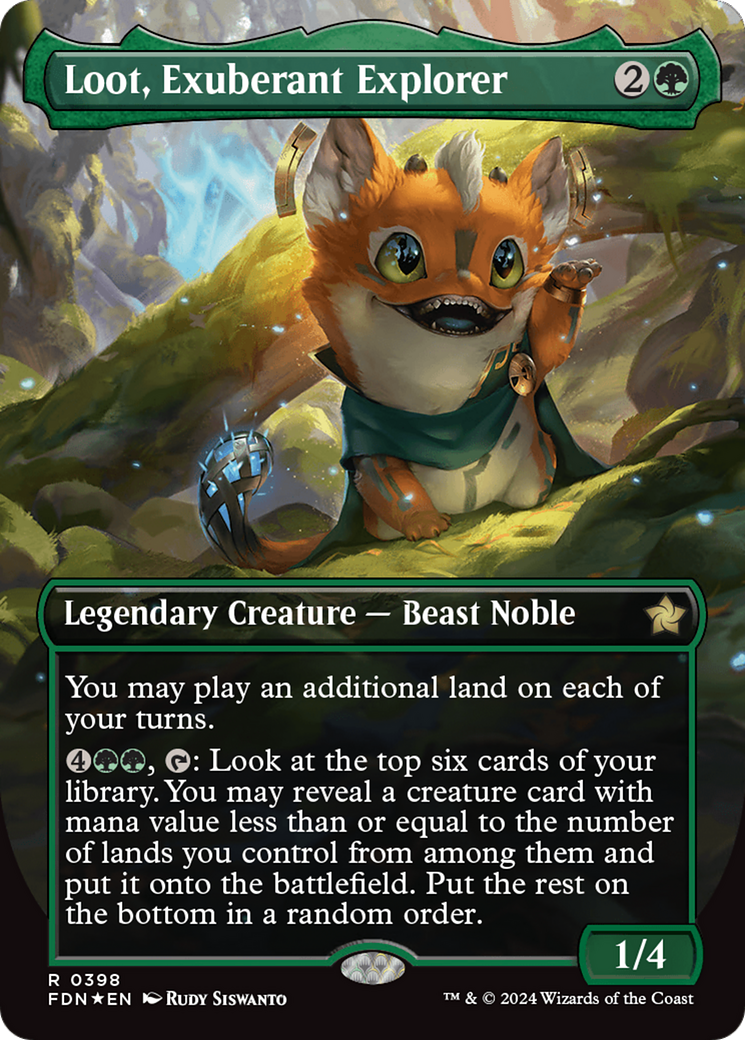 Loot, Exuberant Explorer (Borderless) (Mana Foil) [Foundations] | Mindsight Gaming