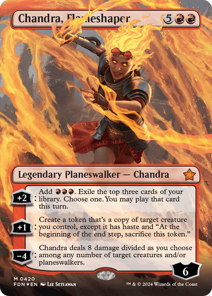 Chandra, Flameshaper (Borderless) (Mana Foil) [Foundations] | Mindsight Gaming