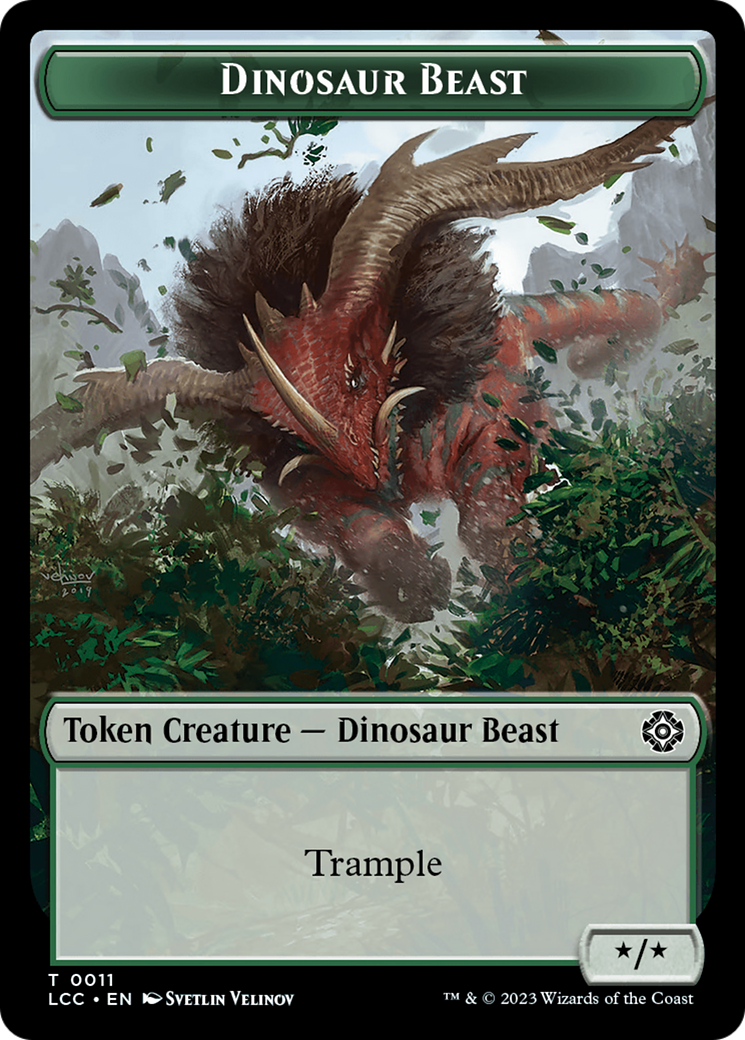 Dinosaur Beast // Dinosaur Double-Sided Token [The Lost Caverns of Ixalan Commander Tokens] | Mindsight Gaming