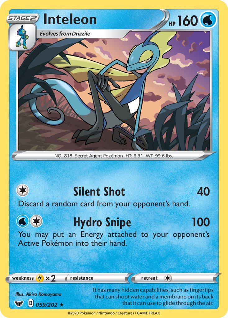 Inteleon (059/202) (Cracked Ice Holo) (Theme Deck Exclusive) [Sword & Shield: Base Set] | Mindsight Gaming