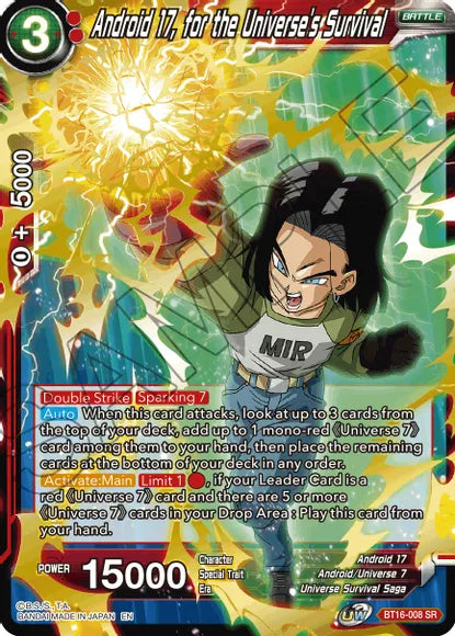 Android 17, for the Universe's Survival (BT16-008) [Realm of the Gods] | Mindsight Gaming