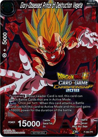 Glory-Obsessed Prince of Destruction Vegeta (P-063) [Tournament Promotion Cards] | Mindsight Gaming