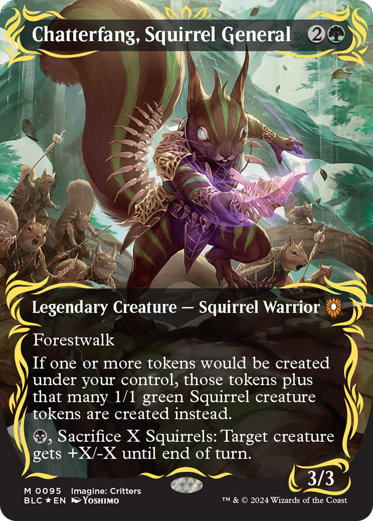 Chatterfang, Squirrel General (Borderless) (Raised Foil) [Bloomburrow Commander] | Mindsight Gaming