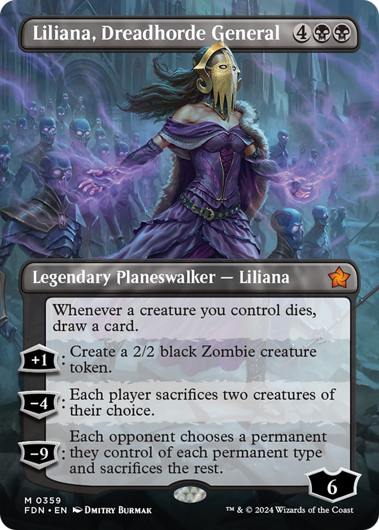 Liliana, Dreadhorde General (Borderless) [Foundations] | Mindsight Gaming