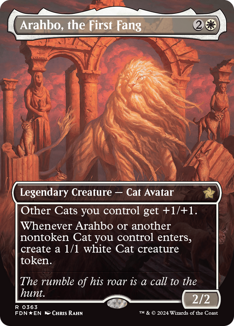 Arahbo, the First Fang (Borderless) (Mana Foil) [Foundations] | Mindsight Gaming