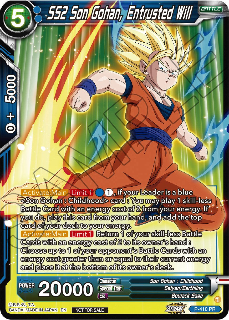 SS2 Son Gohan, Entrusted Will (Zenkai Series Tournament Pack Vol.1) (P-410) [Tournament Promotion Cards] | Mindsight Gaming