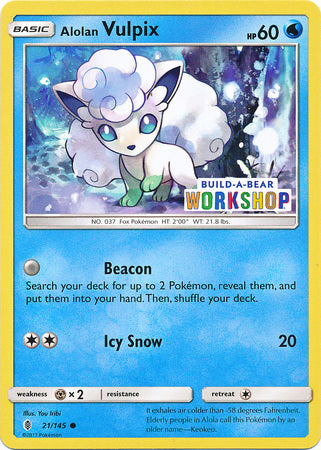 Alolan Vulpix (21/145) (Build A Bear Workshop Exclusive) [Sun & Moon: Guardians Rising] | Mindsight Gaming