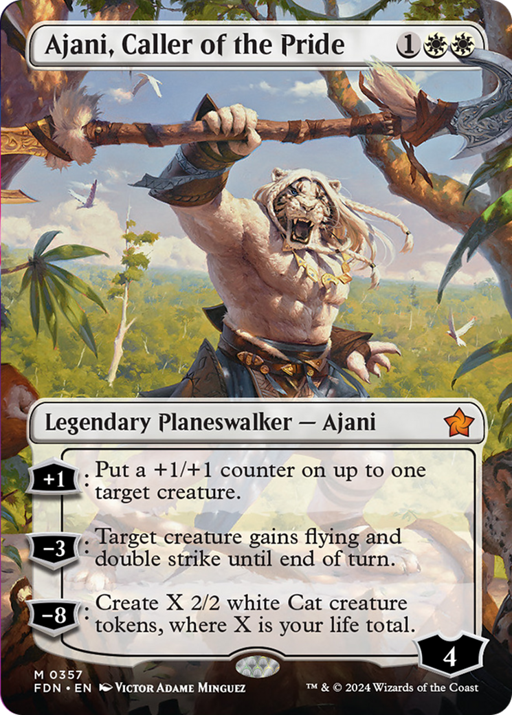 Ajani, Caller of the Pride (Borderless) [Foundations] | Mindsight Gaming