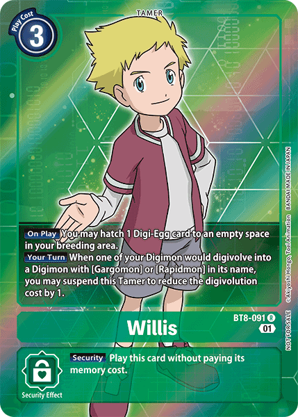 Willis [BT8-091] (Alternative Art - Box Topper) [New Awakening] | Mindsight Gaming