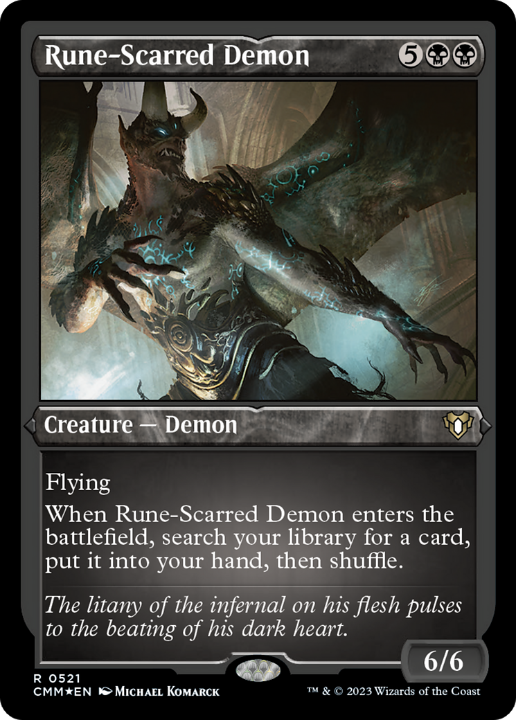 Rune-Scarred Demon (Foil Etched) [Commander Masters] | Mindsight Gaming