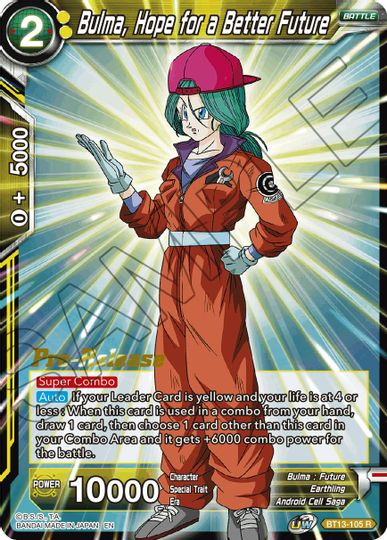 Bulma, Hope for a Better Future (BT13-105) [Supreme Rivalry Prerelease Promos] | Mindsight Gaming