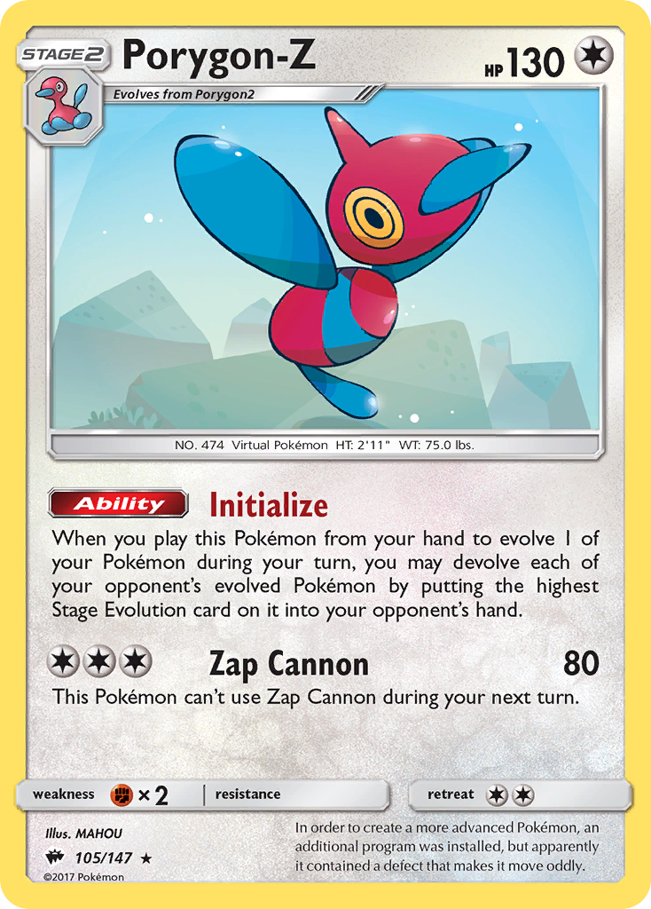 Porygon-Z (105/147) [Sun & Moon: Burning Shadows] | Mindsight Gaming