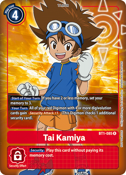 Tai Kamiya [BT1-085] (Buy-A-Box Promo) [Release Special Booster Ver.1.0 Promos] | Mindsight Gaming