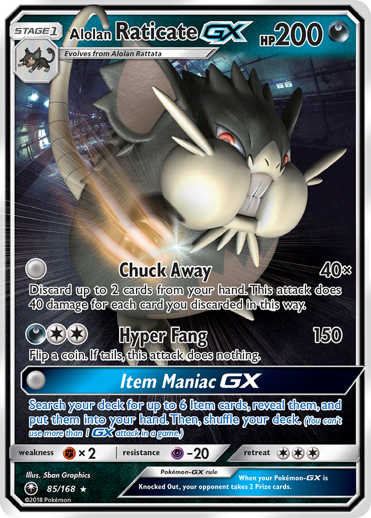 Alolan Raticate GX (85/168) [Sun & Moon: Celestial Storm] | Mindsight Gaming