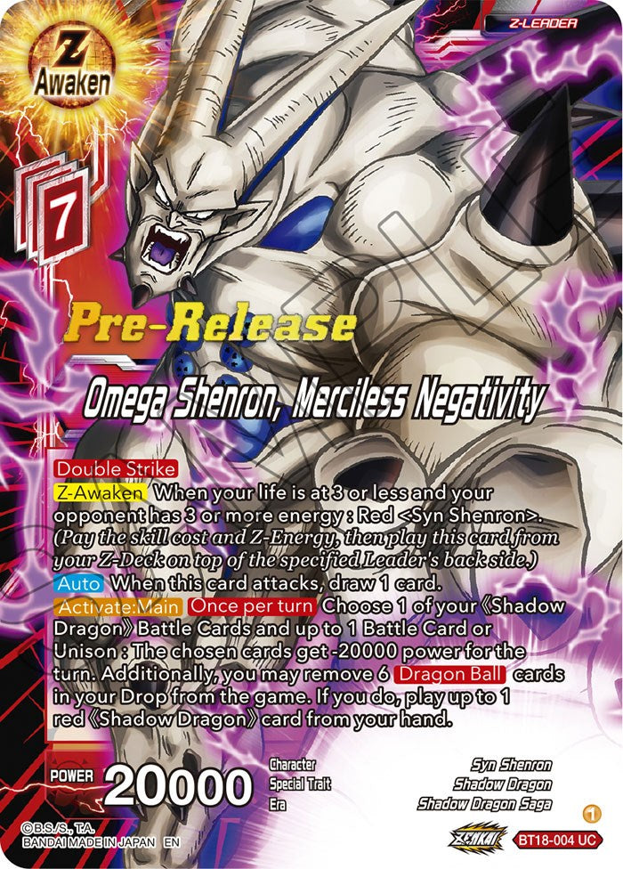 Omega Shenron, Merciless Negativity (BT18-004) [Dawn of the Z-Legends Prerelease Promos] | Mindsight Gaming