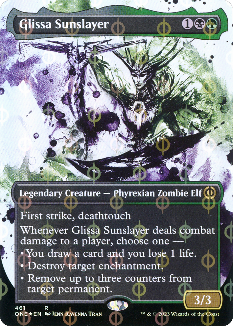 Glissa Sunslayer (Borderless Ichor Step-and-Compleat Foil) [Phyrexia: All Will Be One] | Mindsight Gaming