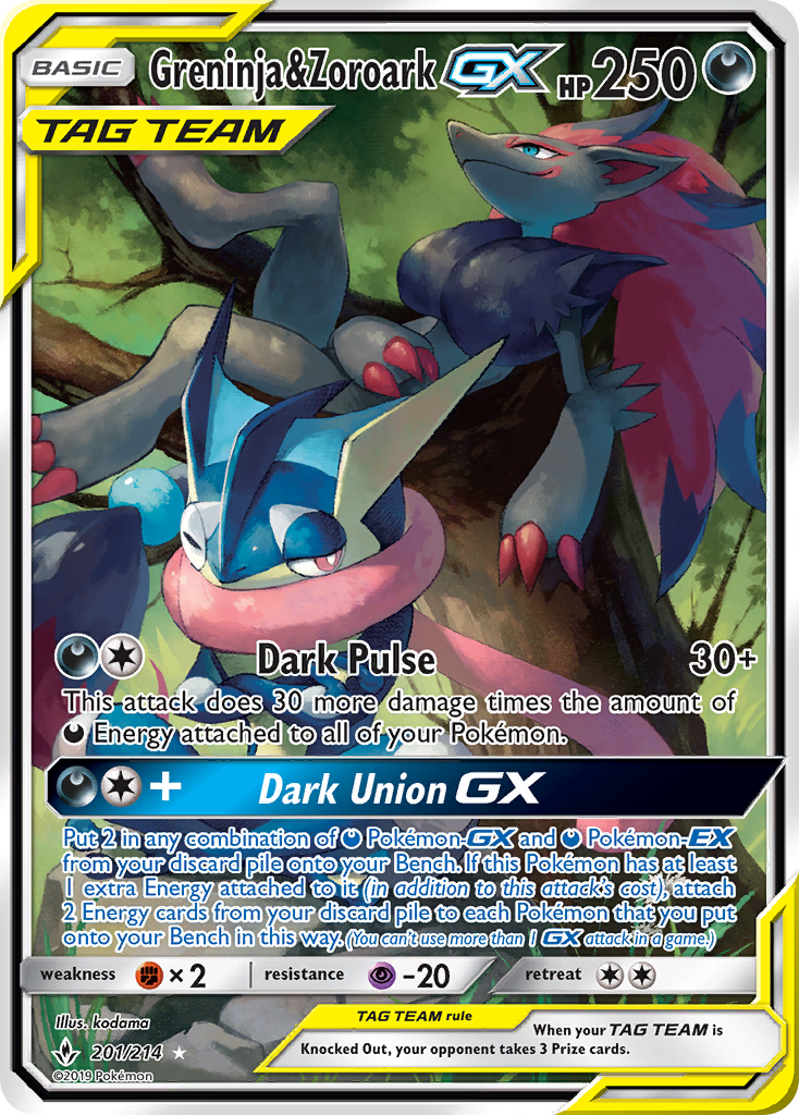 Greninja & Zoroark GX (201/214) [Sun & Moon: Unbroken Bonds] | Mindsight Gaming