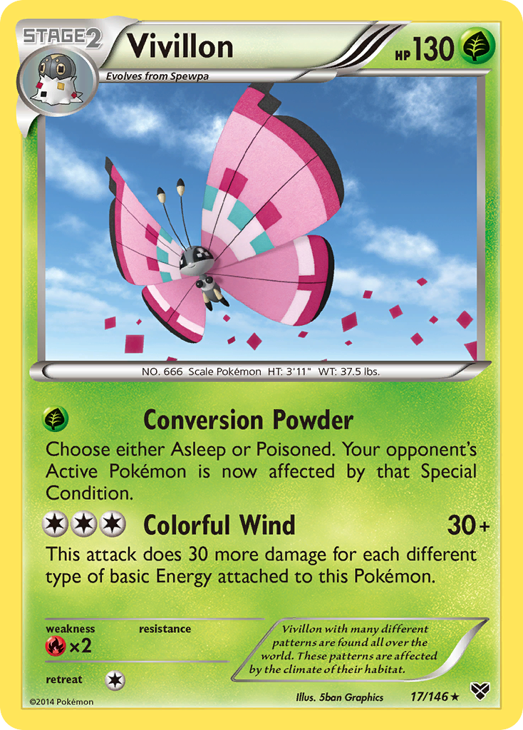 Vivillon (17/146) (Meadow Form/Pink Wings) [XY: Base Set] | Mindsight Gaming