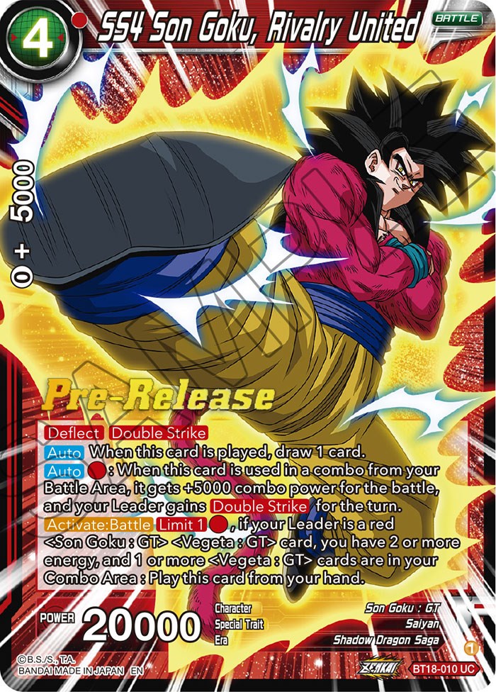 SS4 Son Goku, Rivalry United (BT18-010) [Dawn of the Z-Legends Prerelease Promos] | Mindsight Gaming